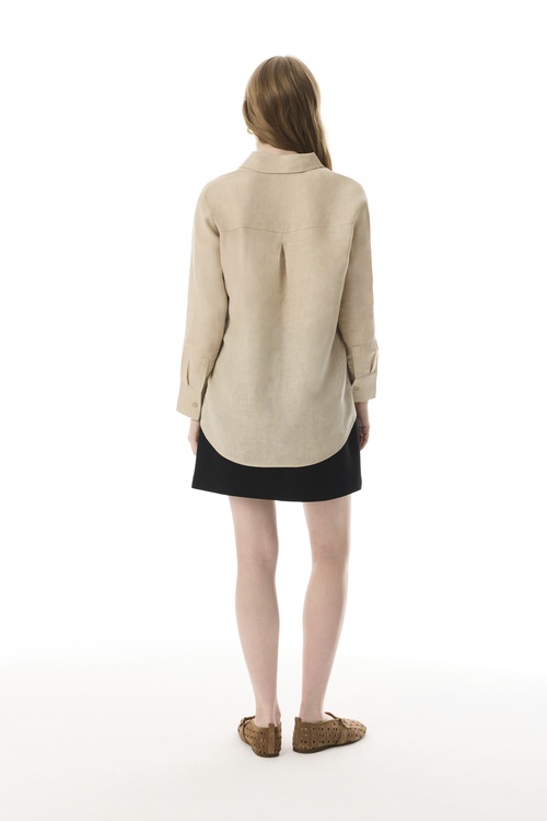  REGULAR FIT UZUN KOLLU KETEN GÖMLEK