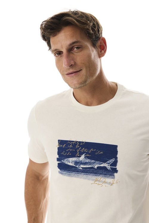  BASKILI BİSİKLET YAKA KISA KOLLU T-SHIRT