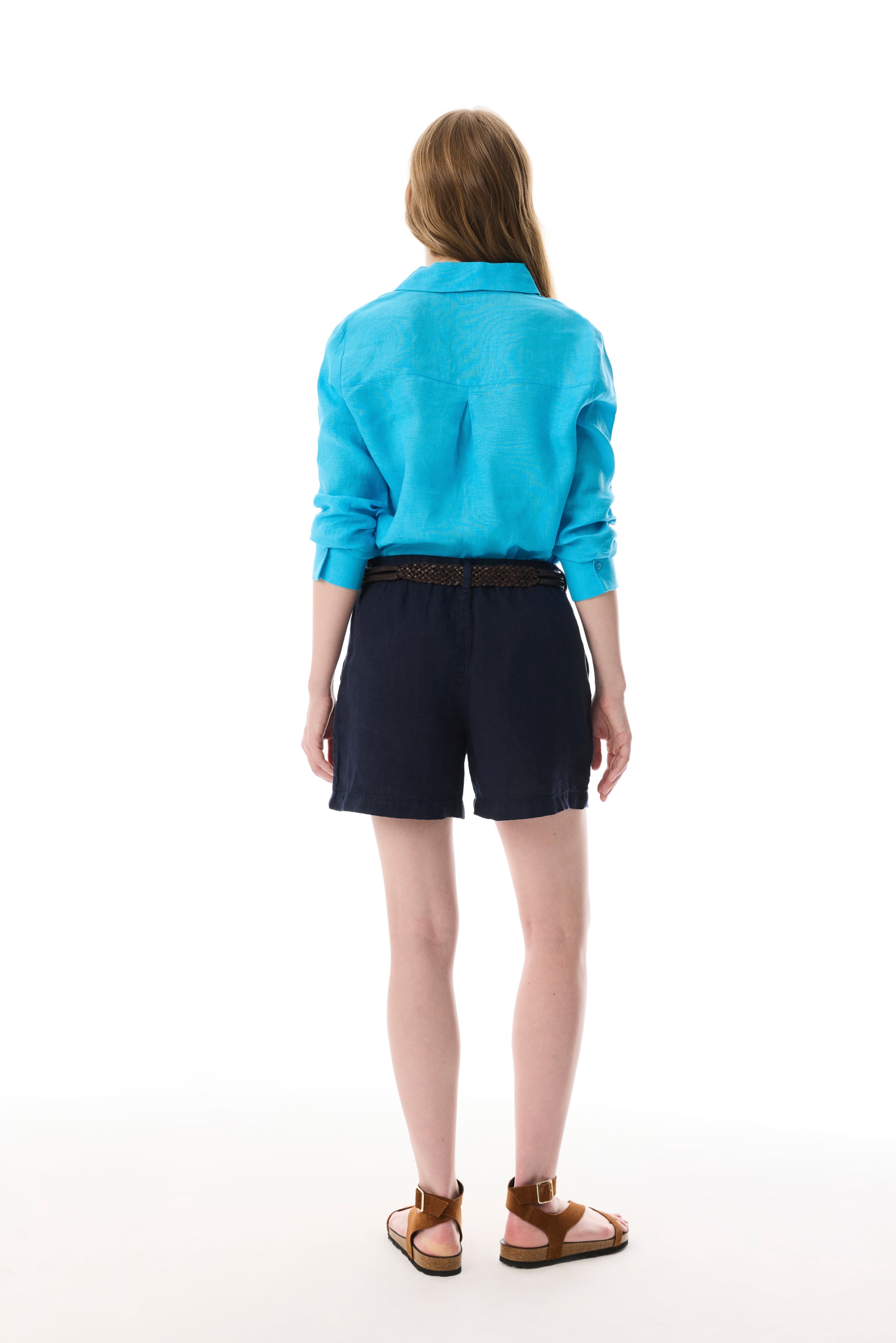 REGULAR FIT UZUN KOLLU KETEN GÖMLEK