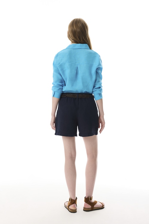  REGULAR FIT UZUN KOLLU KETEN GÖMLEK