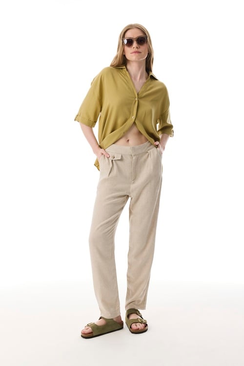  LİYOSEL KISA KOLLU GÖMLEK