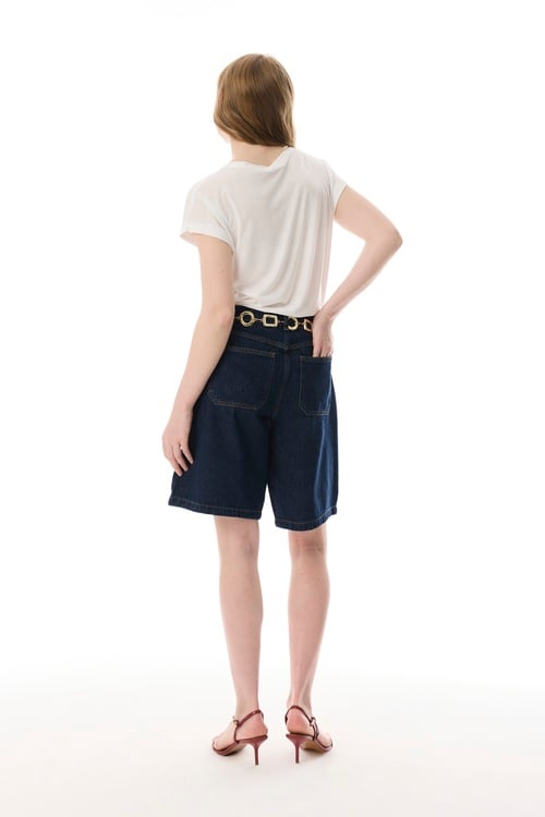  DÜŞÜK KOL SİMLİ KISA KOLLU T-SHIRT