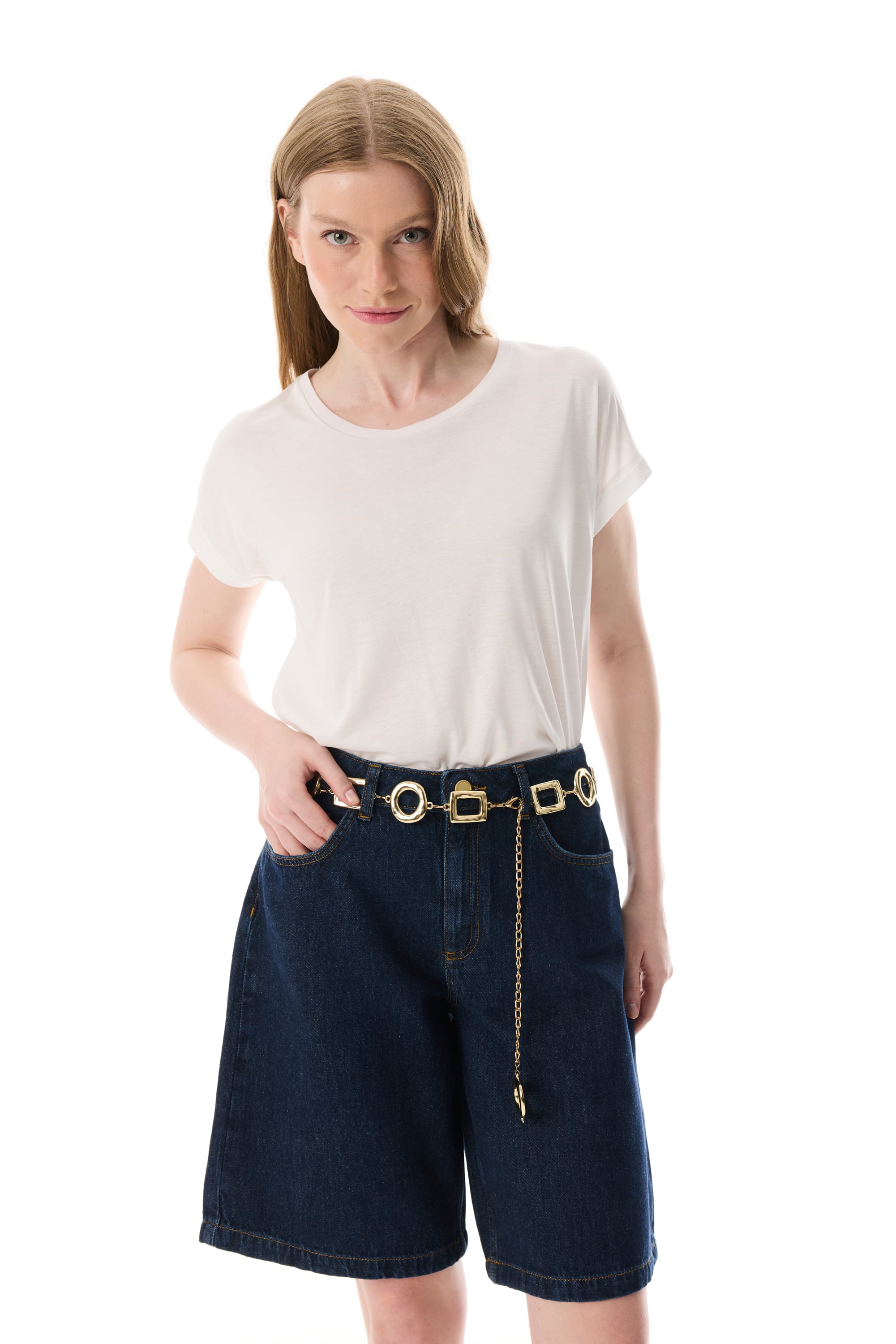 DÜŞÜK KOL SİMLİ KISA KOLLU T-SHIRT