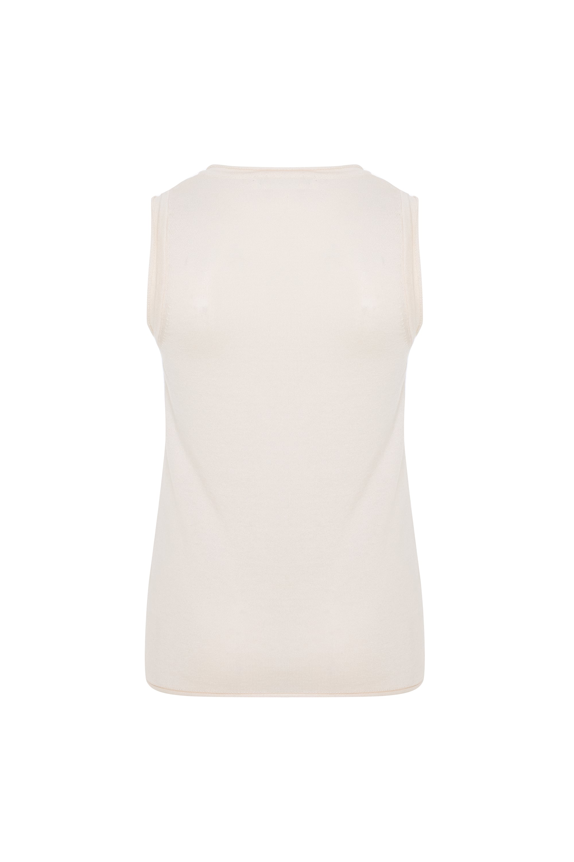 MODAL KARIŞIMLI AÇIK YAKA KOLSUZ TRİKO KAZAK