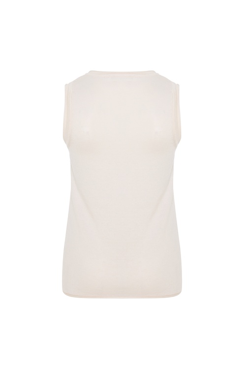  MODAL KARIŞIMLI AÇIK YAKA KOLSUZ TRİKO KAZAK