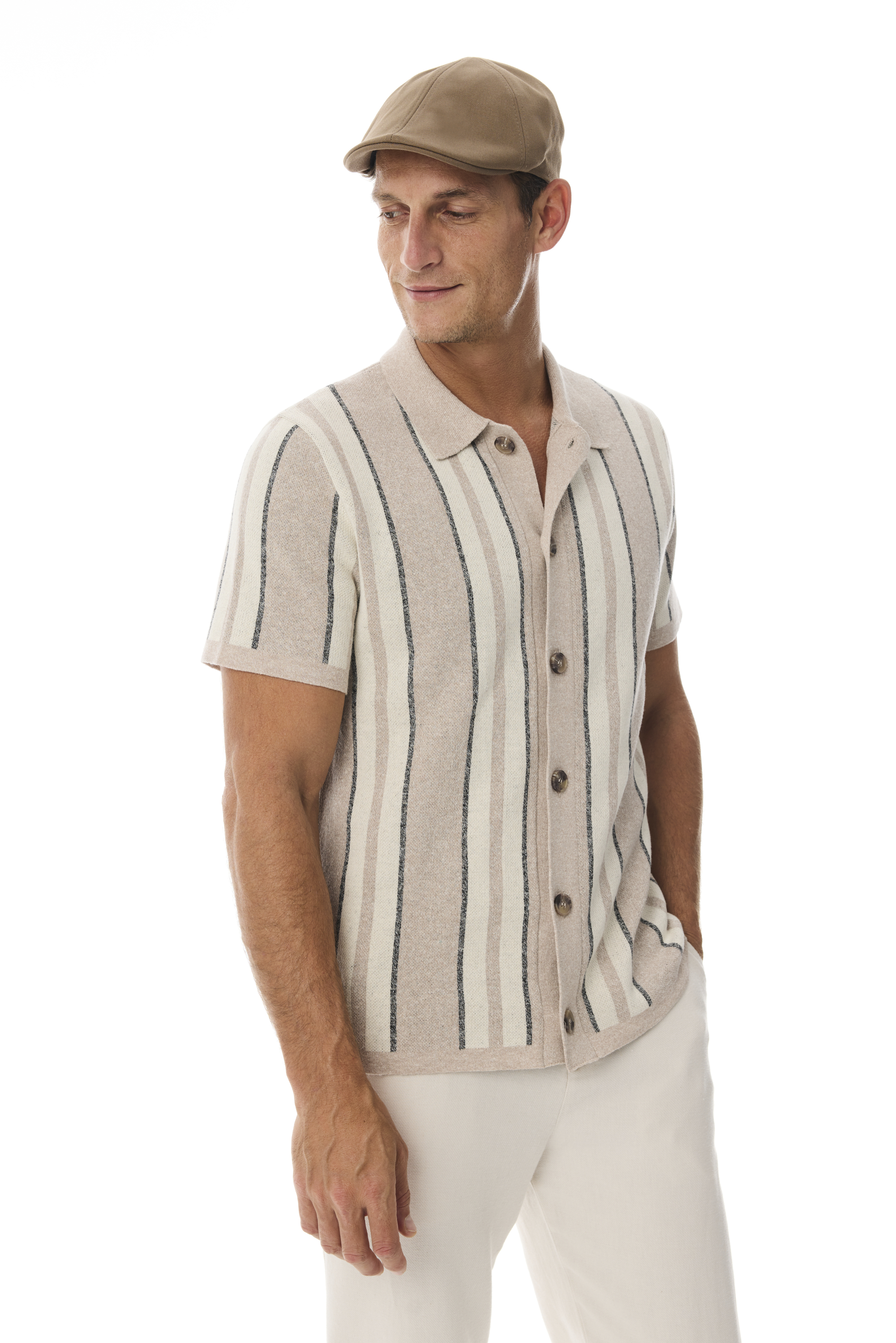 ÇİZGİLİ POLO YAKA KISA KOLLU TRİKO HIRKA