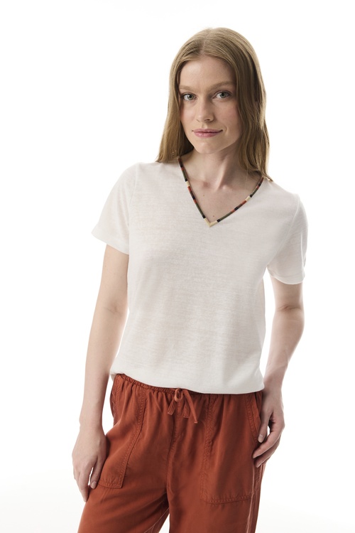  NAKIŞLI V YAKA T-SHIRT