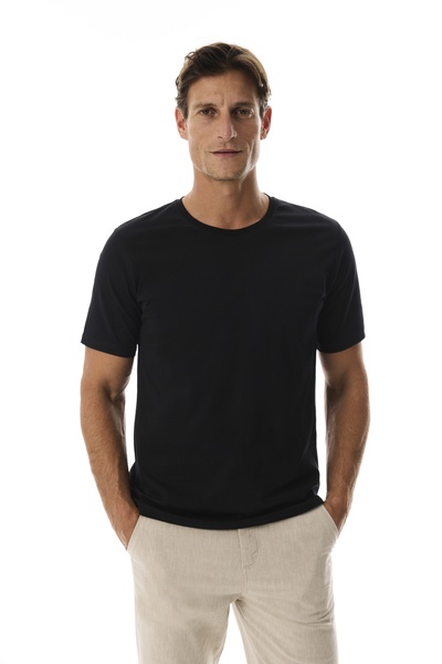 Mudo Erkek Siyah Regular Fit Bisiklet Yaka T-Shirt