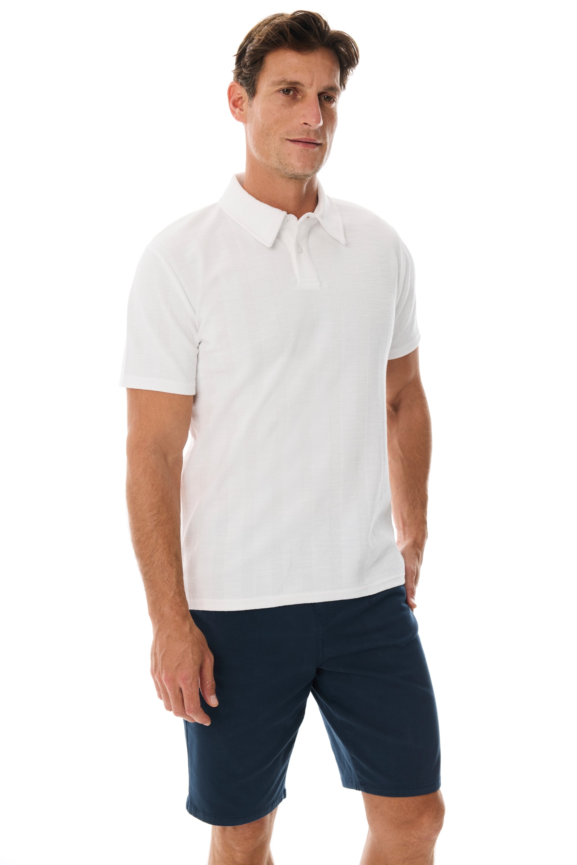 TEKSTÜRLÜ KISA KOLLU POLO YAKA T-SHIRT