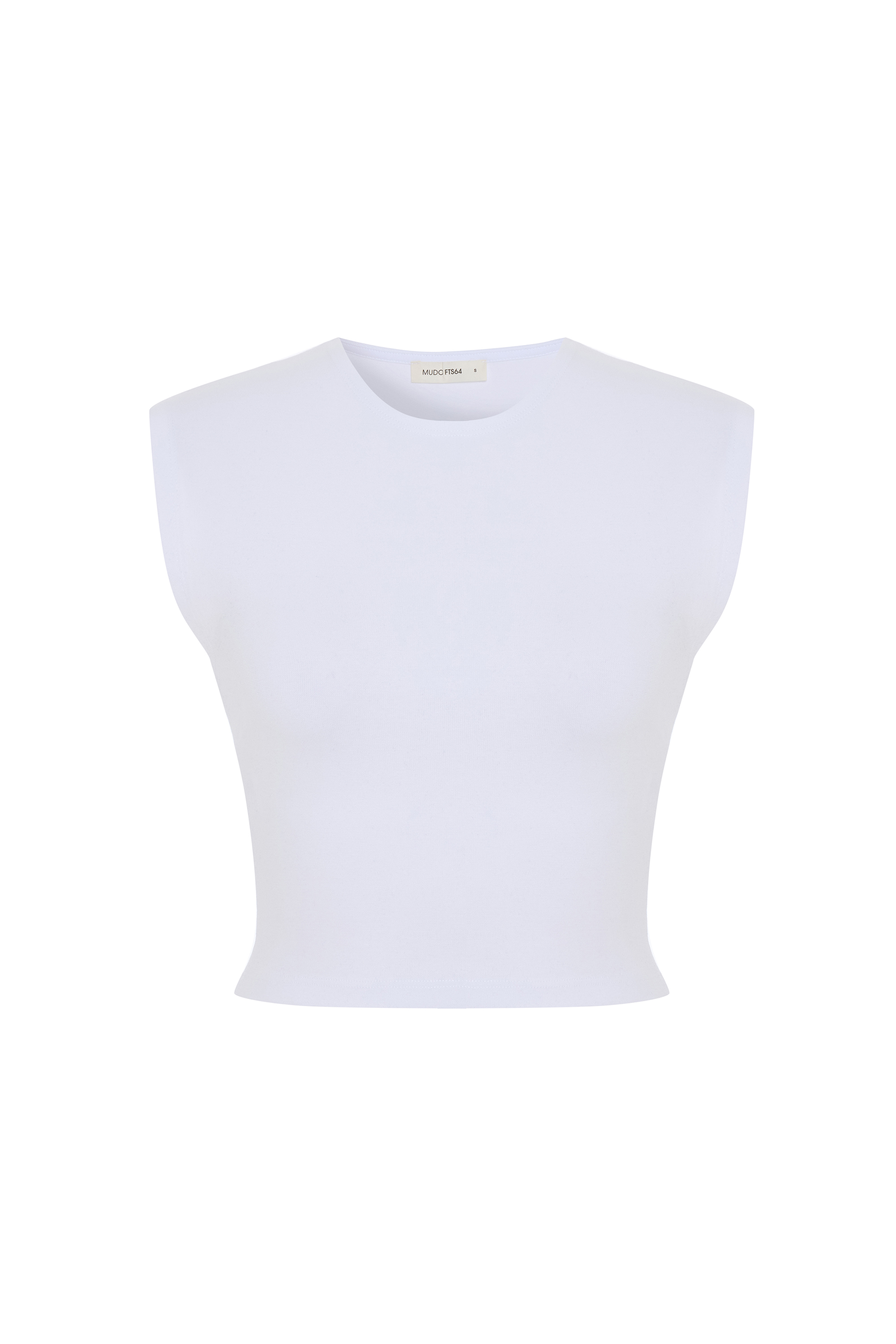 Kadın Beyaz Bisiklet Yaka Crop T-Shirt