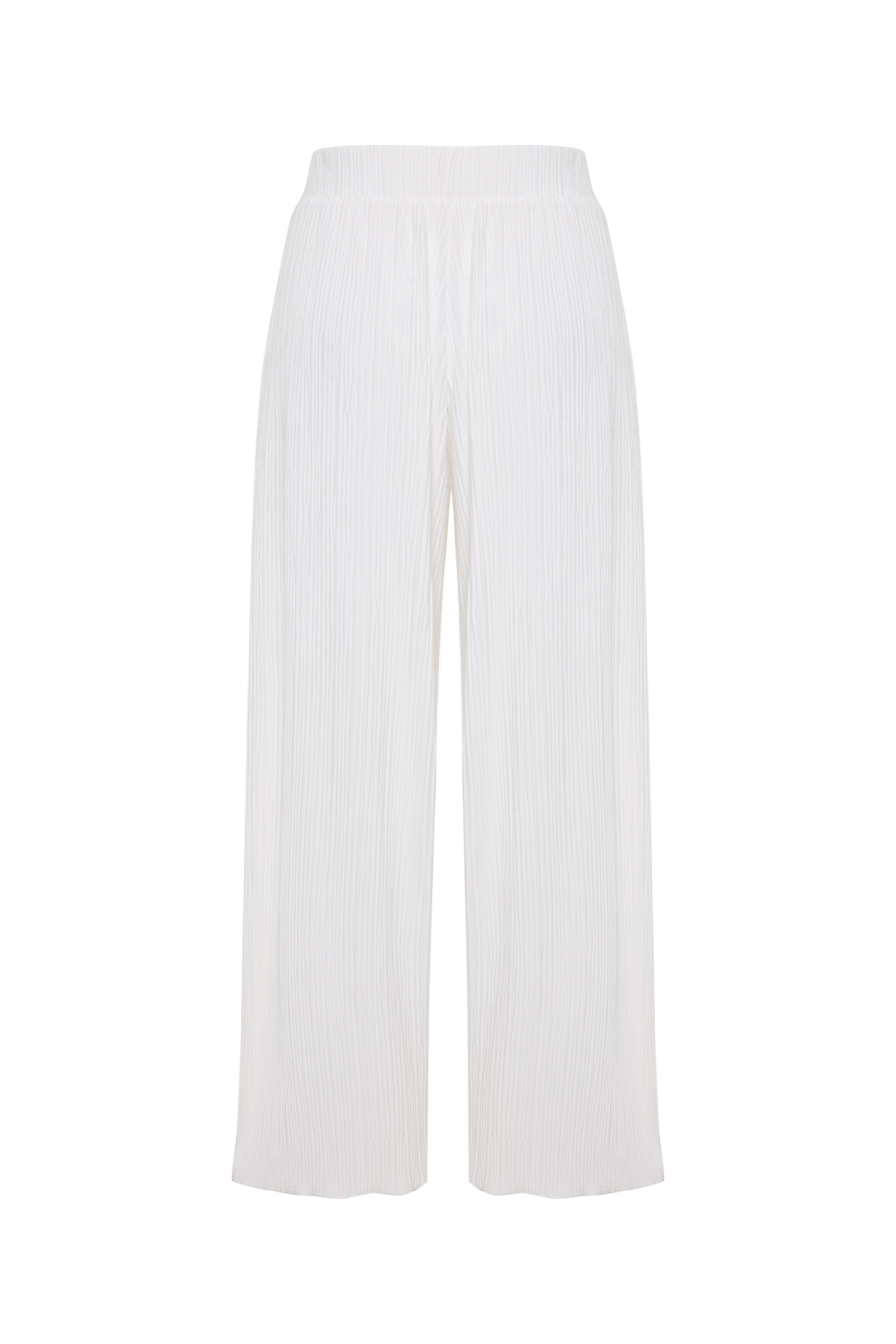 WIDE LEG PİLİSELİ BELİ LASTİKLİ PANTOLON