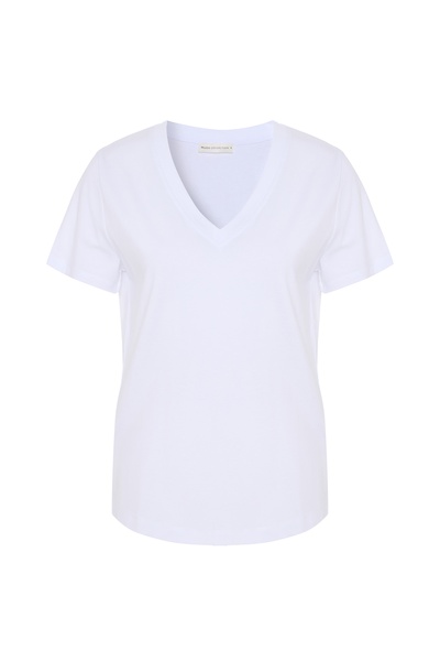 Mudo V Yaka Kisa Kollu T-Shirt