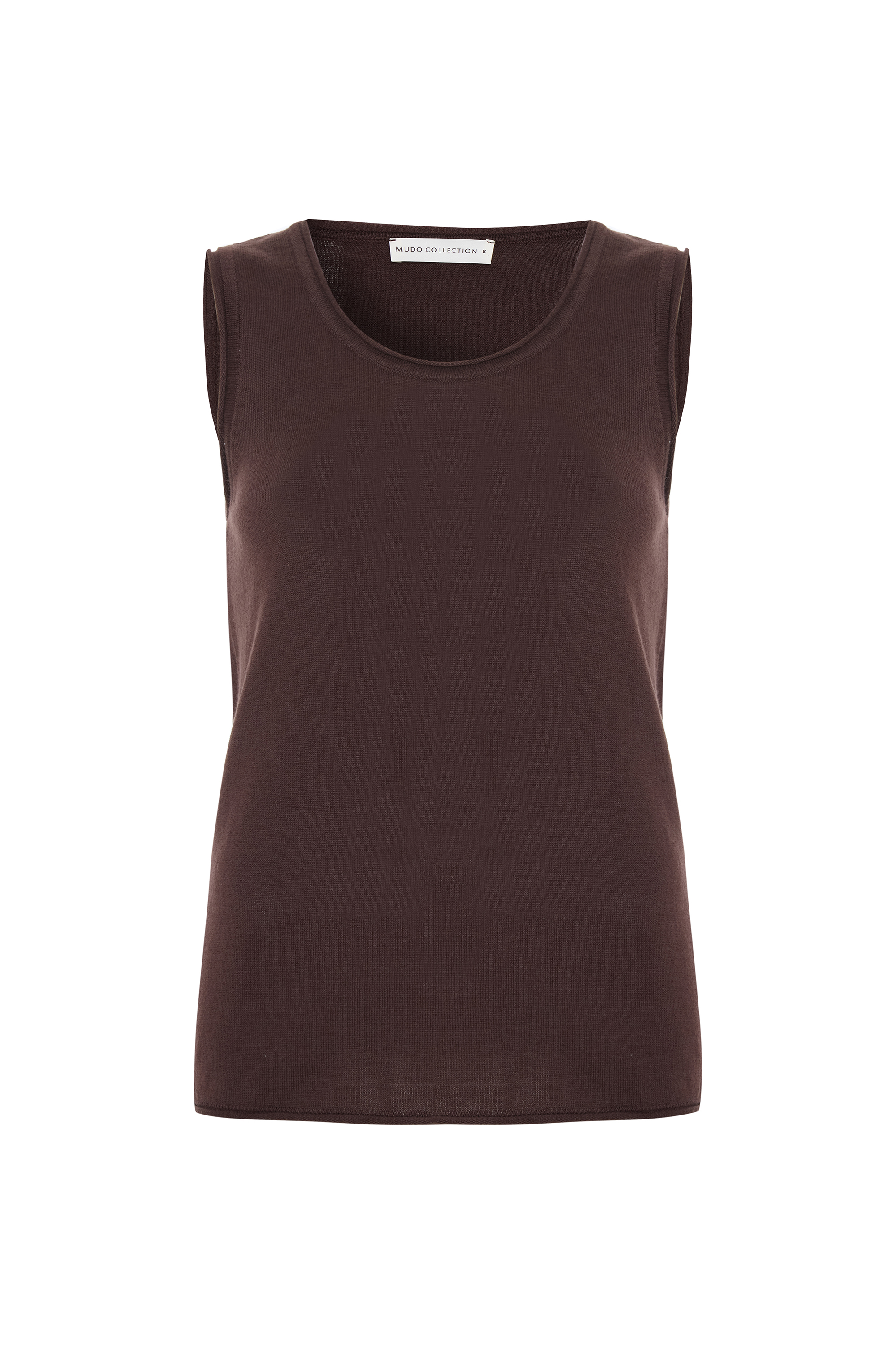 MODAL KARIŞIMLI AÇIK YAKA KOLSUZ TRİKO KAZAK