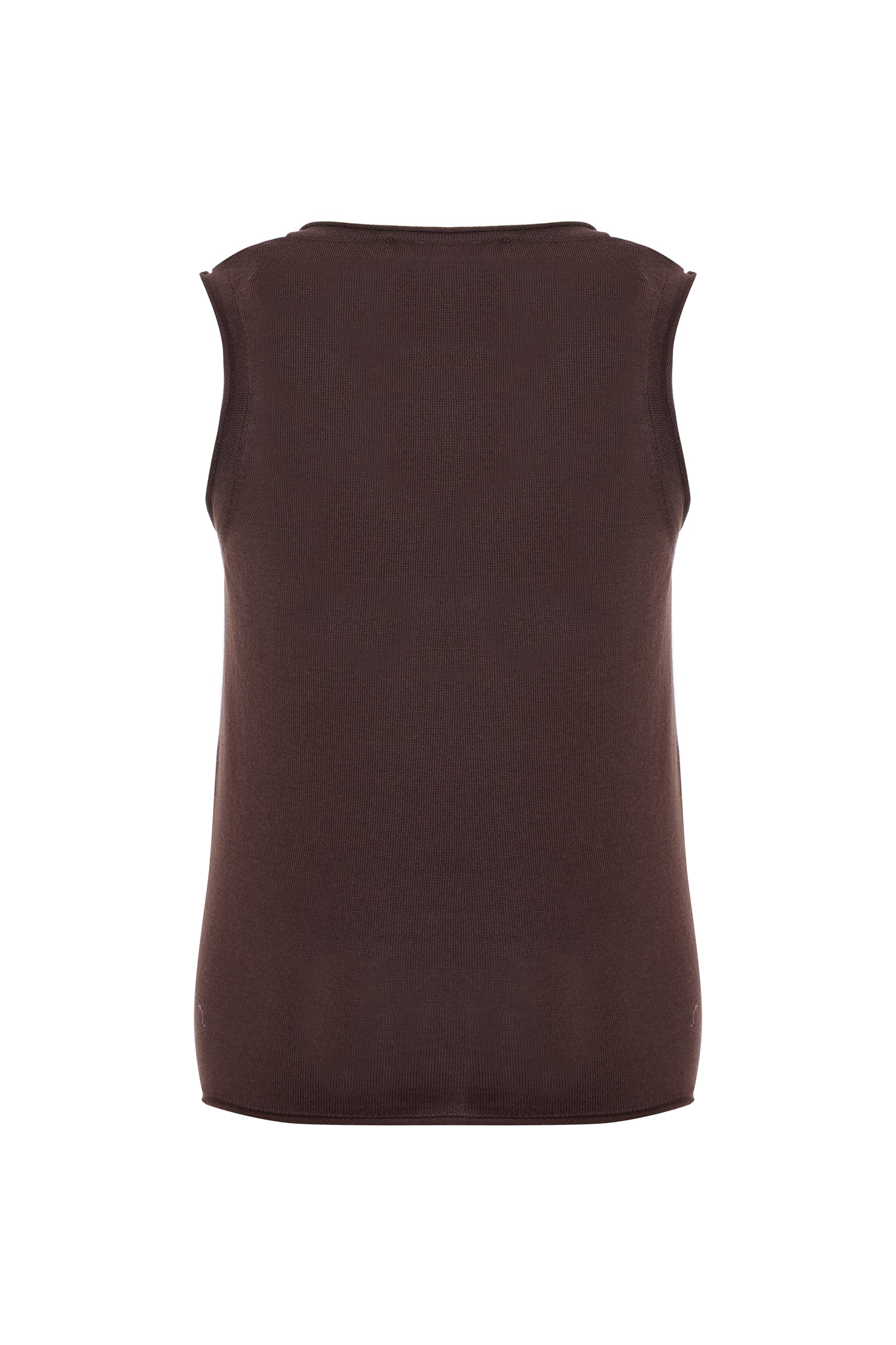 MODAL KARIŞIMLI AÇIK YAKA KOLSUZ TRİKO KAZAK