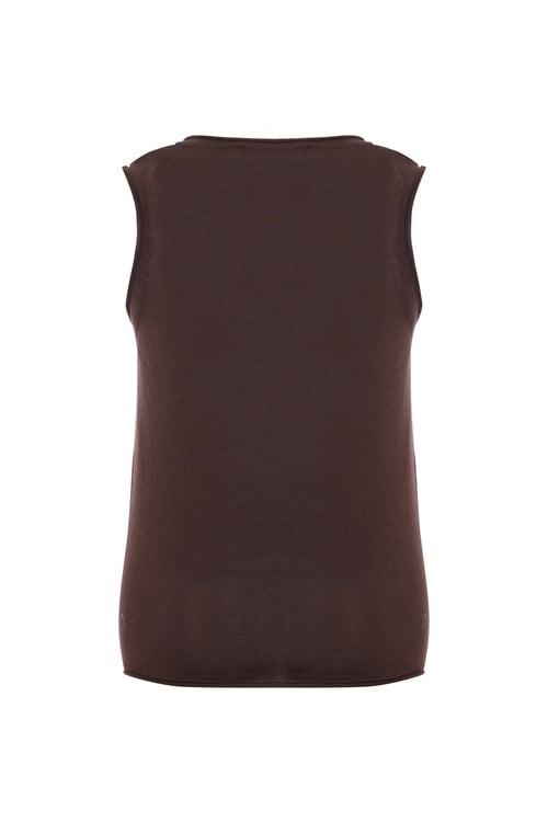  MODAL KARIŞIMLI AÇIK YAKA KOLSUZ TRİKO KAZAK