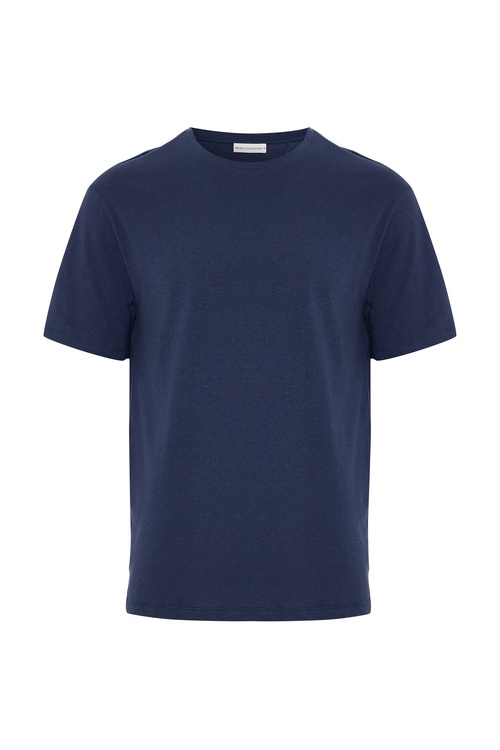  KETEN KARIŞIMLI BİSİKLET YAKA T-SHIRT