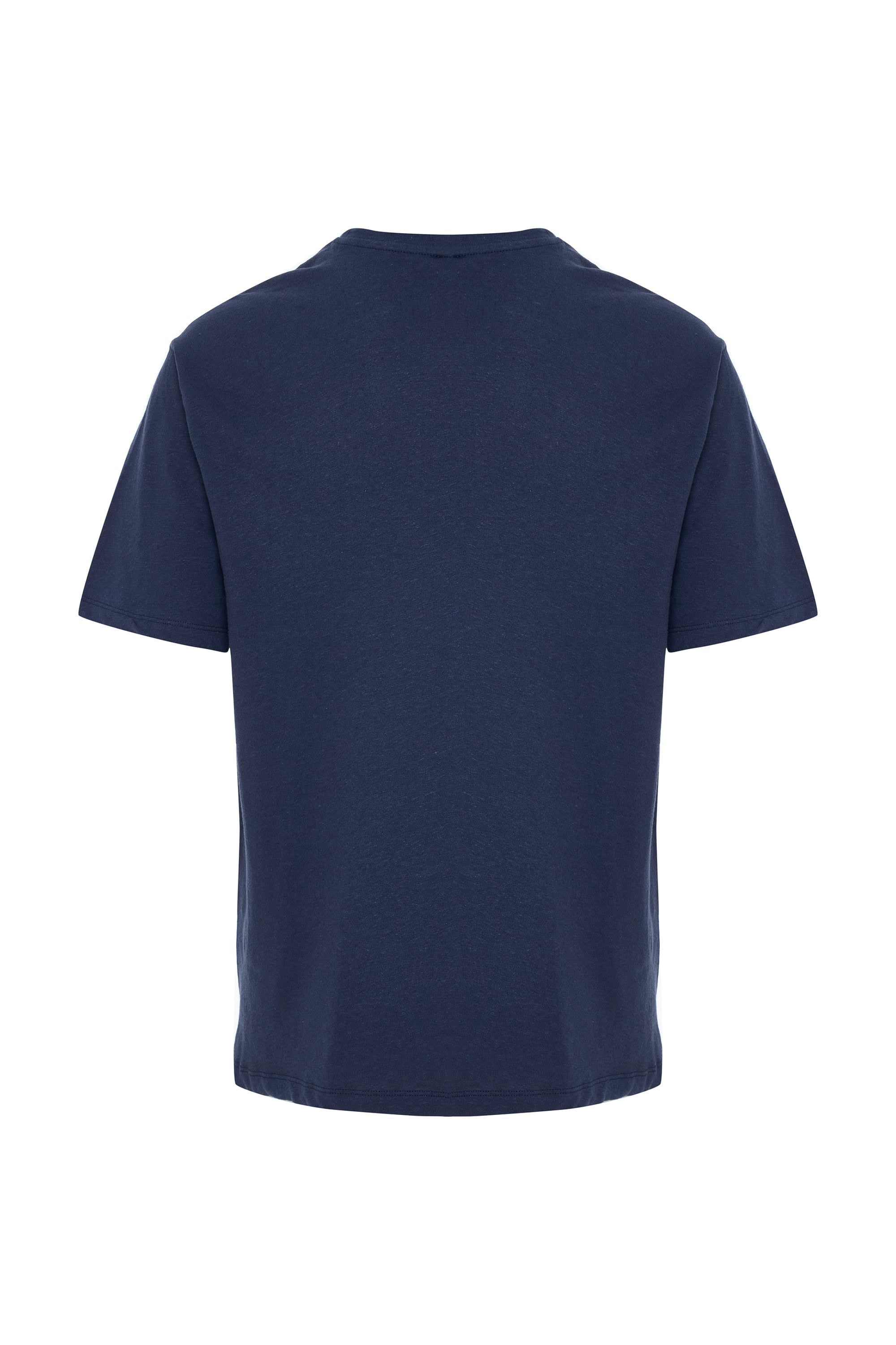 KETEN KARIŞIMLI BİSİKLET YAKA T-SHIRT