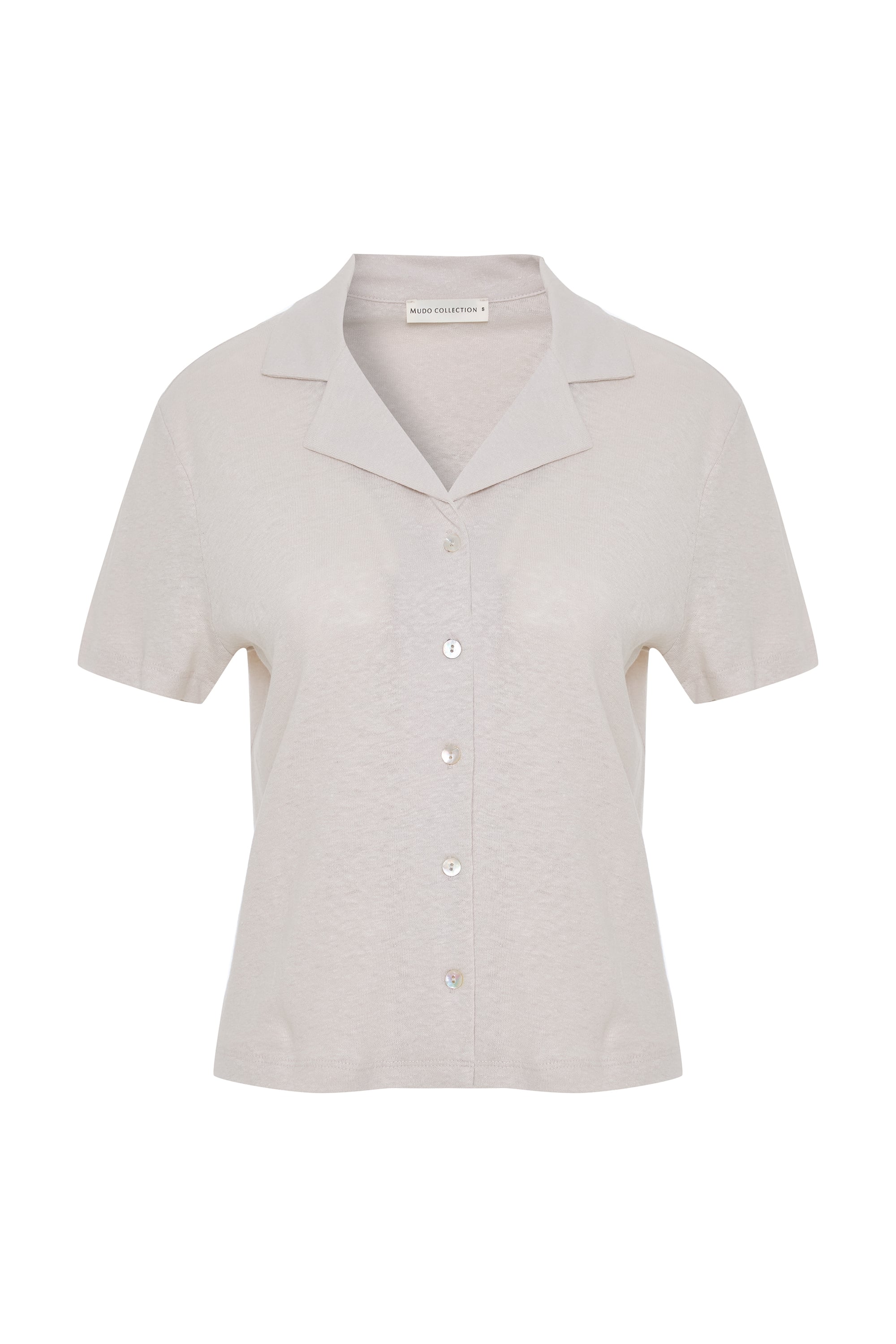 V YAKA DÜĞMELİ KISA KOLLU ÖRME T-SHIRT