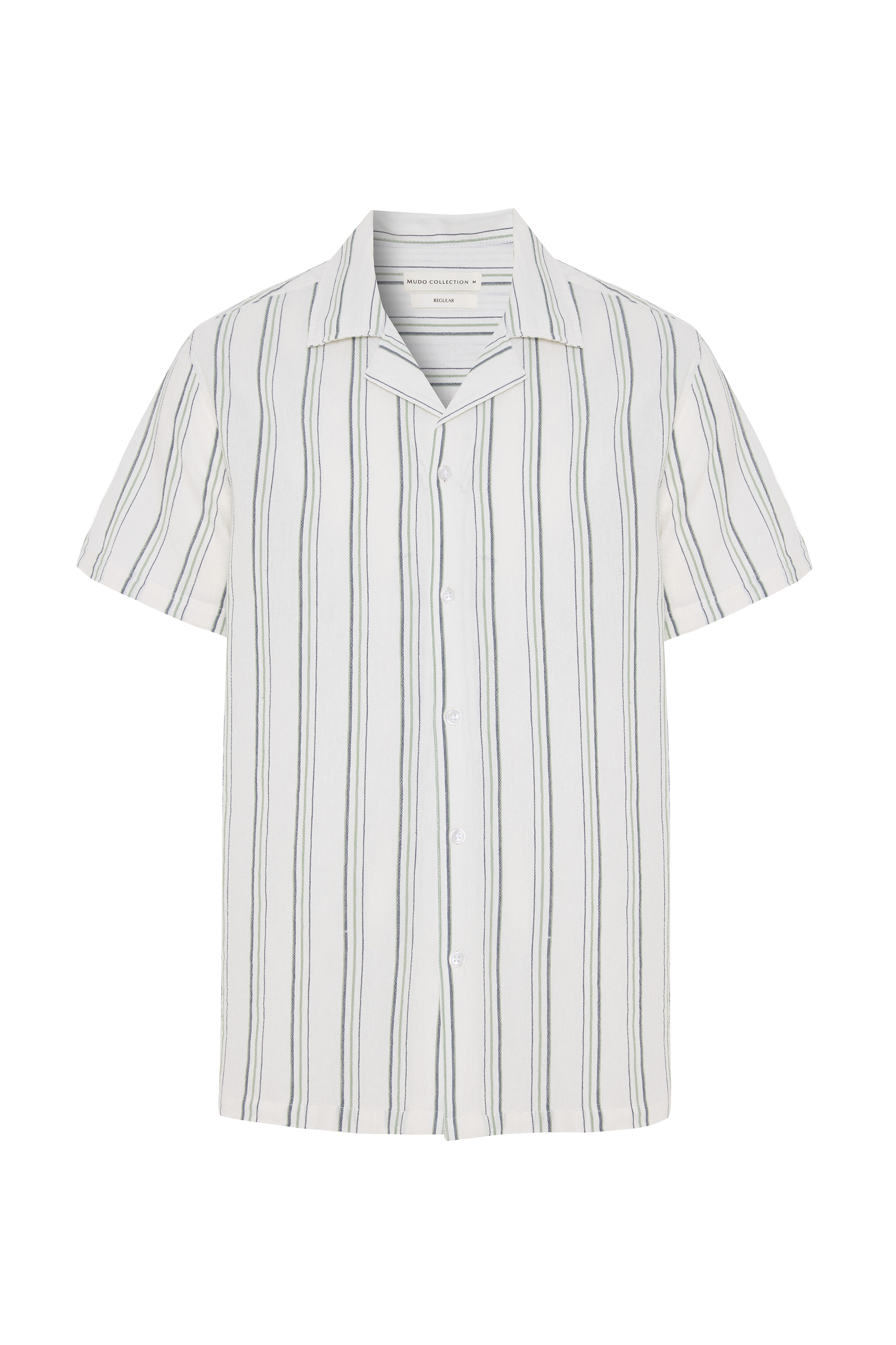 REGULAR FIT RESORT YAKA ÇİZGİLİ KISA KOLLU GÖMLEK