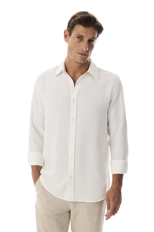  REGULAR FIT DOKULU UZUN KOLLU GÖMLEK