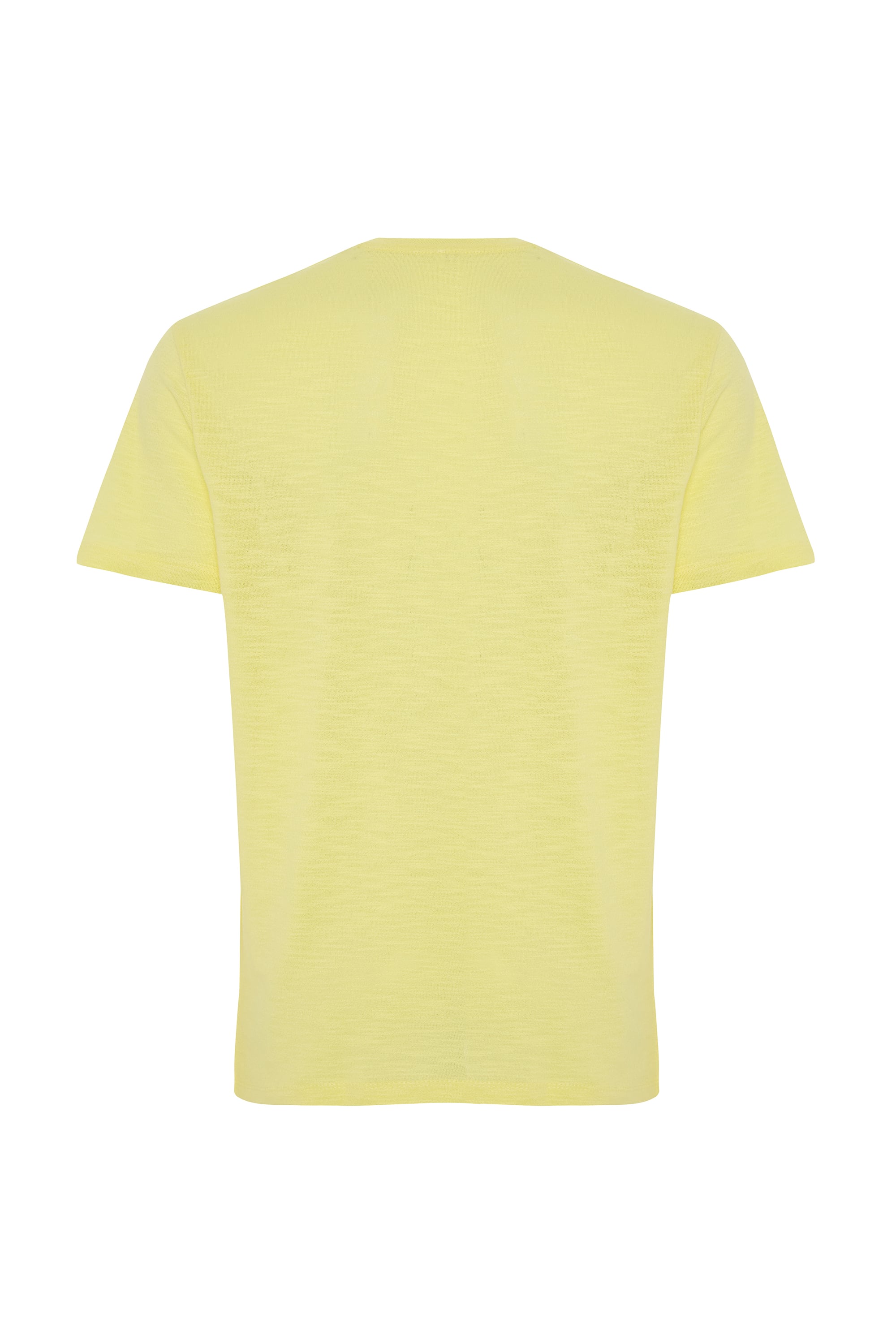 Erkek Sarı Nakışlı Bisiklet Yaka T-Shirt