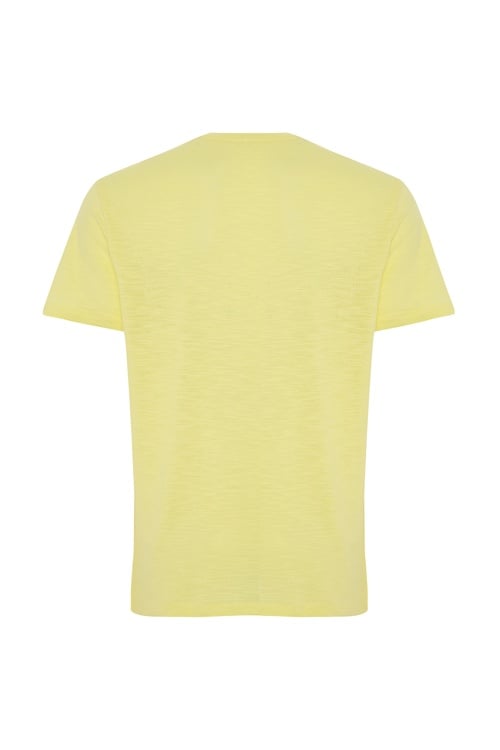 Erkek Sarı Nakışlı Bisiklet Yaka T-Shirt
