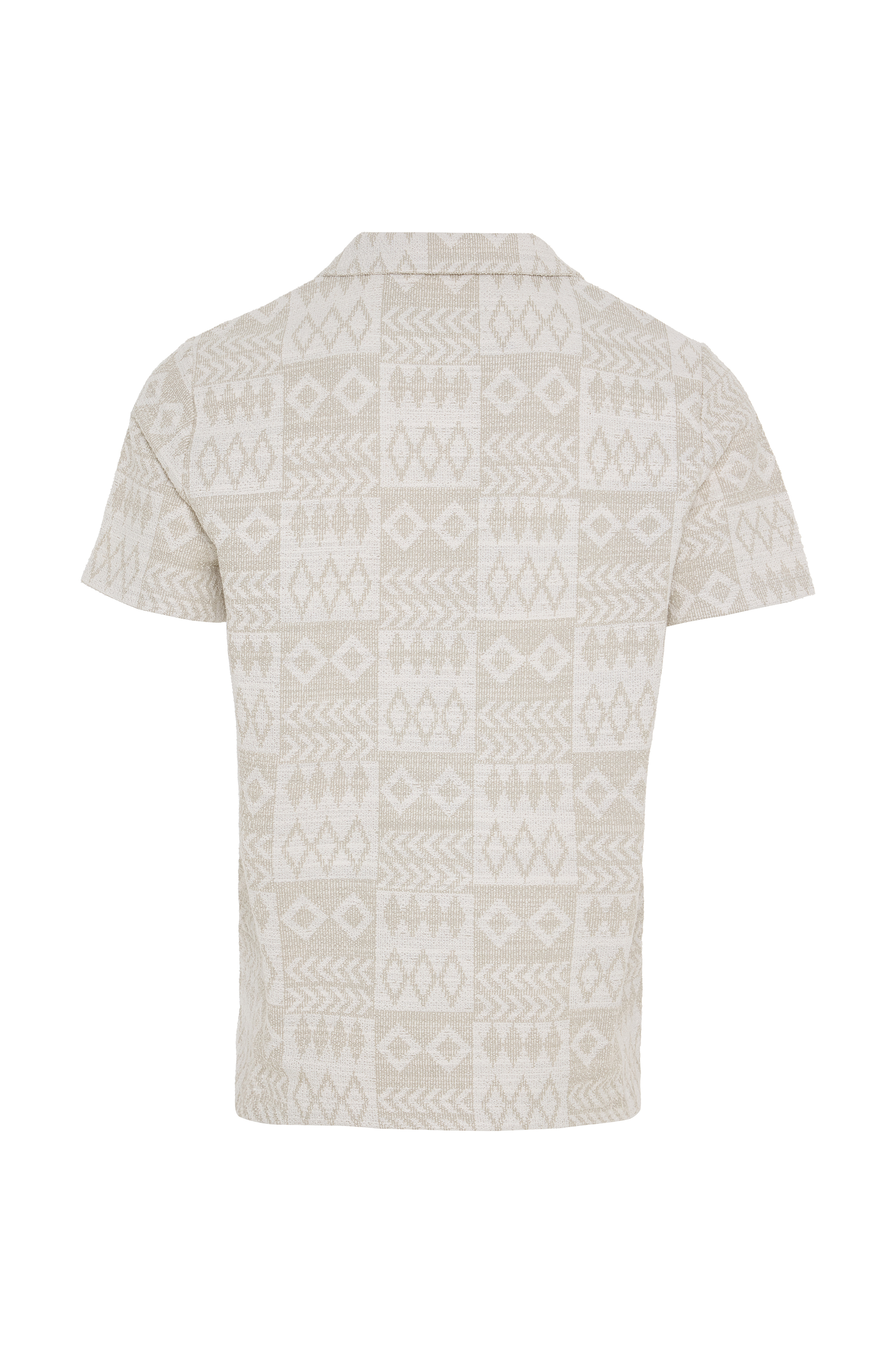 JAKARLI DESENLİ KISA KOLLU ÖRME GÖMLEK