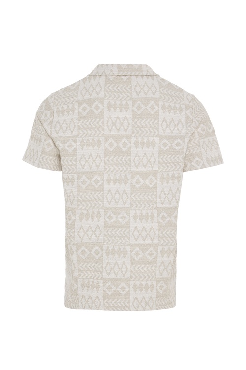  JAKARLI DESENLİ KISA KOLLU ÖRME GÖMLEK