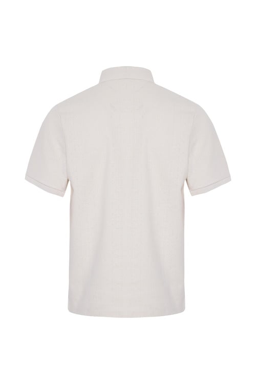  Erkek Taş Rengi Polo Yaka Örme Kısa Kollu T-Shirt