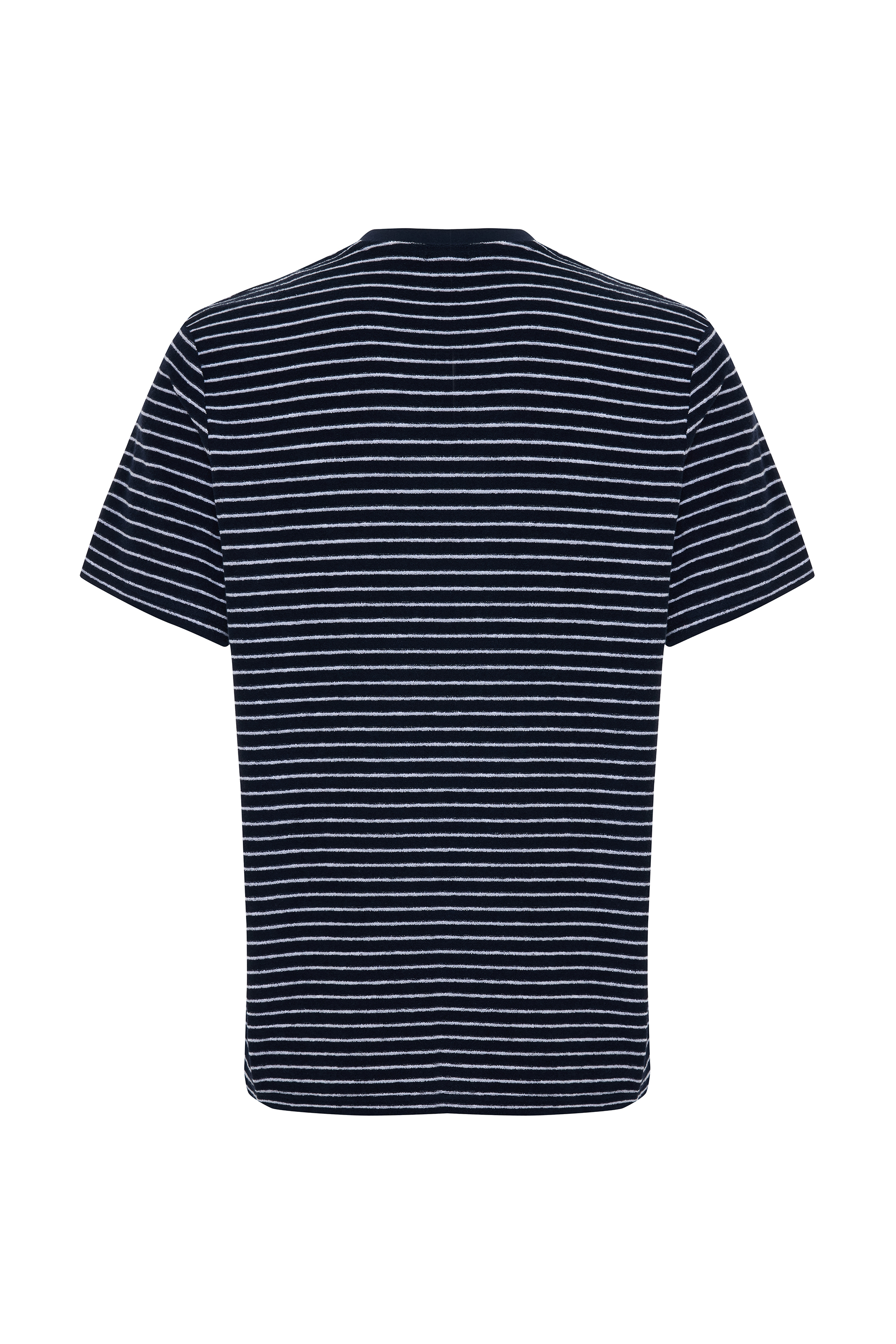 Erkek Lacivert Çizgili Bisiklet Yaka Örme T-Shirt