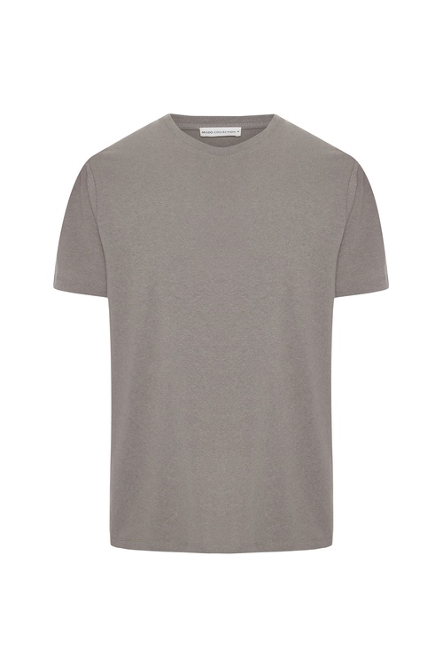  KETEN KARIŞIMLI BİSİKLET YAKA T-SHIRT