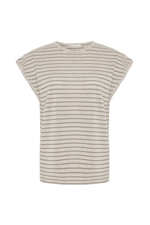  ÇİZGİLİ LOOSE FIT BİSİKLET YAKA DÜŞÜK KOL BLUZ