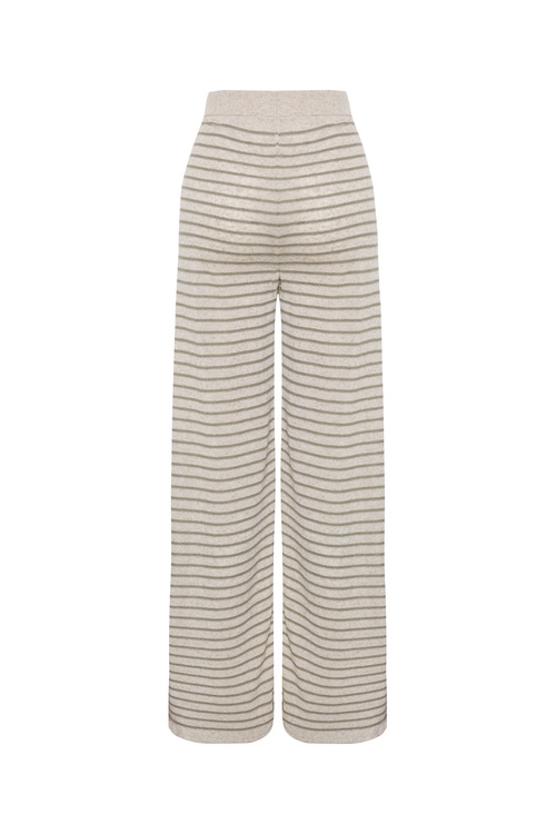  ÇİZGİLİ WIDE LEG BELİ LASTİKLİ PANTOLON