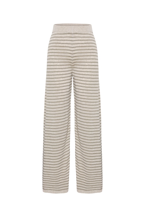  ÇİZGİLİ WIDE LEG BELİ LASTİKLİ PANTOLON