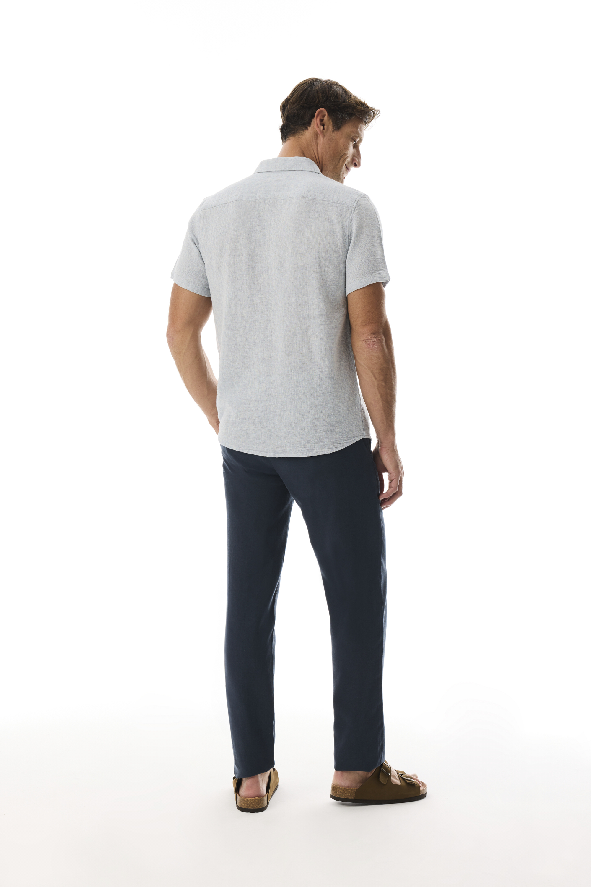 KETEN KARIŞIMLI REGULAR FIT KISA KOLLU GÖMLEK