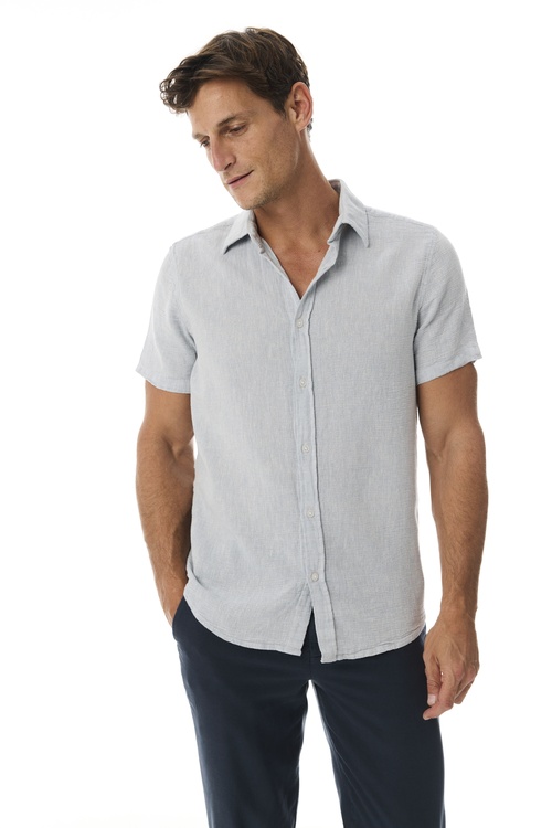  KETEN KARIŞIMLI REGULAR FIT KISA KOLLU GÖMLEK