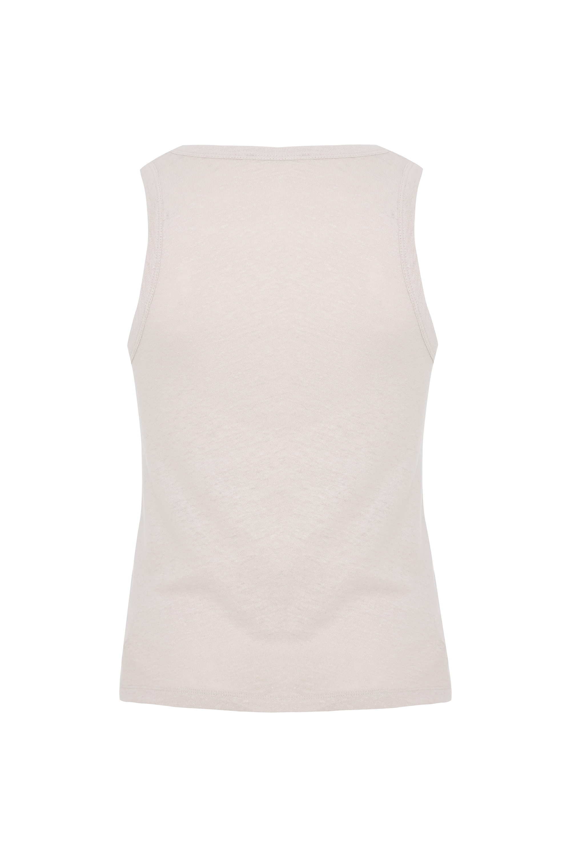 KETEN KARIŞIMLI AÇIK DÜĞMELİ YAKA ATLET