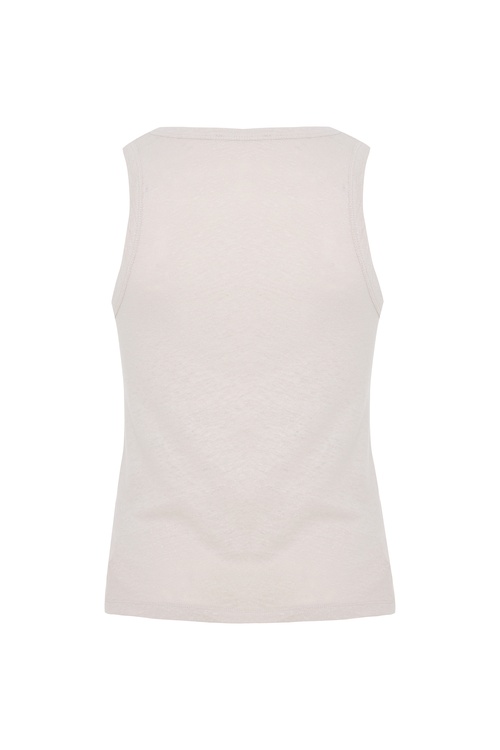  KETEN KARIŞIMLI AÇIK DÜĞMELİ YAKA ATLET