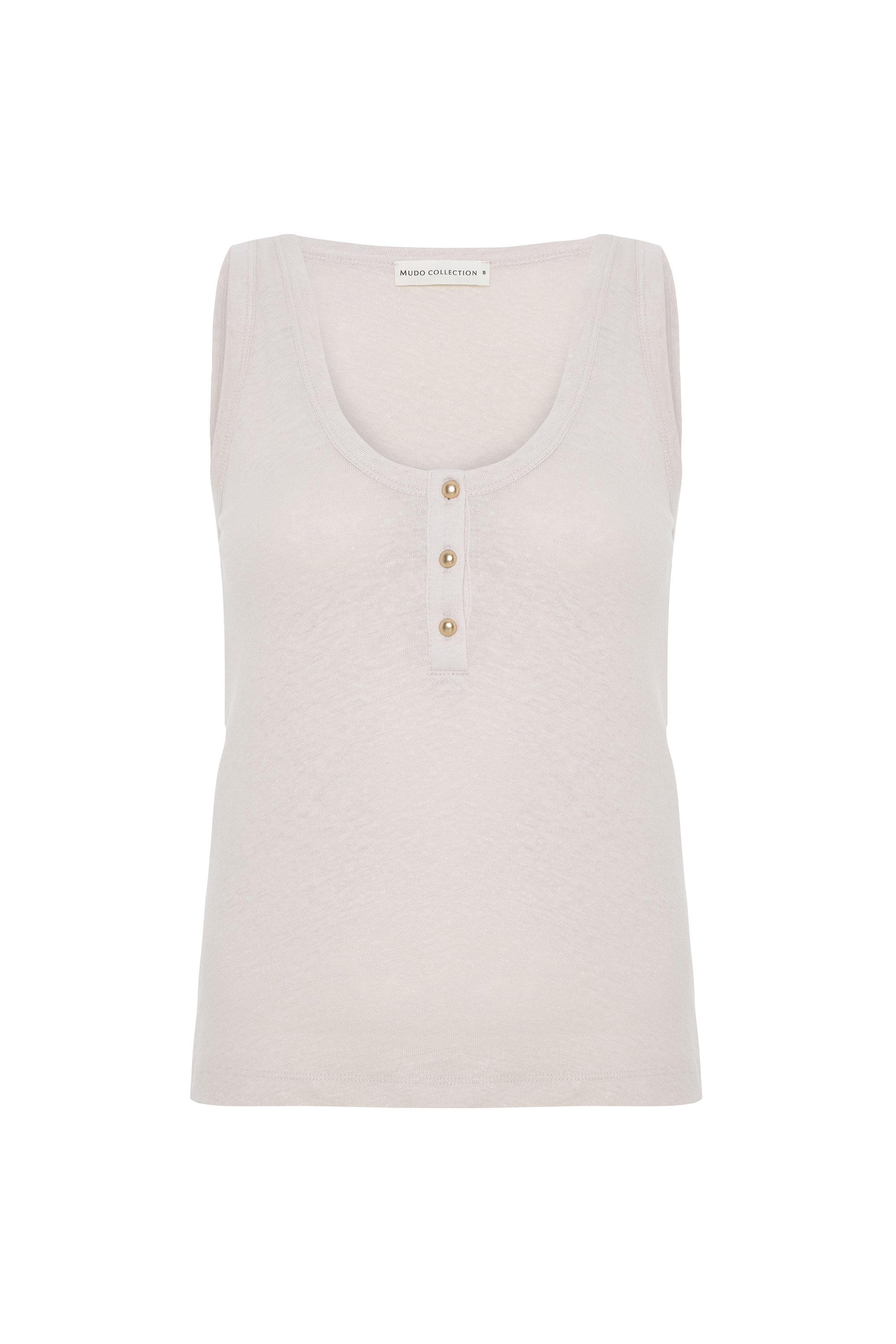 KETEN KARIŞIMLI AÇIK DÜĞMELİ YAKA ATLET