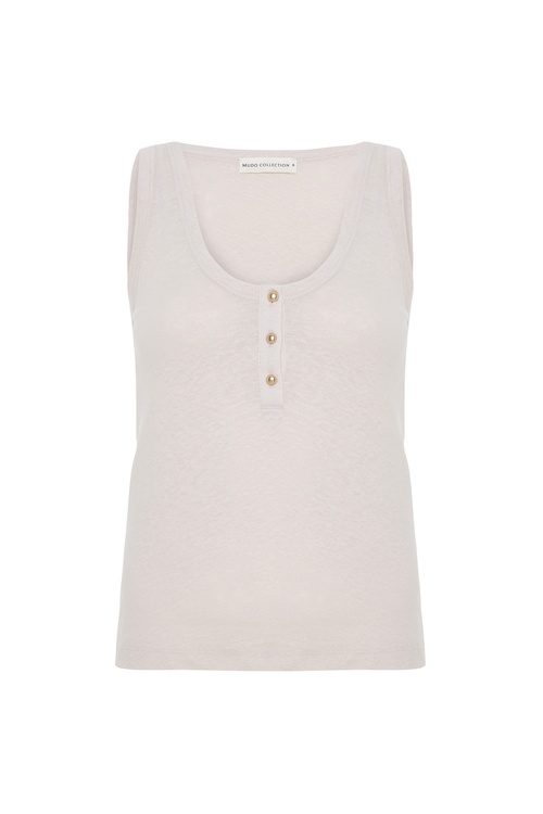  KETEN KARIŞIMLI AÇIK DÜĞMELİ YAKA ATLET