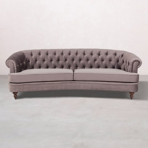 GRAHAM GRİ KADİFE ÜÇLÜ KOLTUK