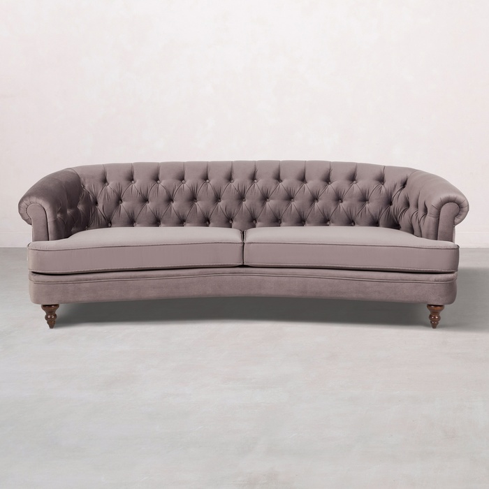 GRAHAM GRİ KADİFE ÜÇLÜ KOLTUK