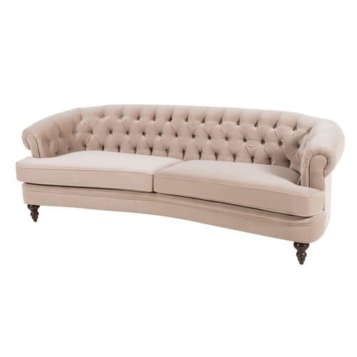 GRAHAM BEJ KADİFE ÜÇLÜ KOLTUK