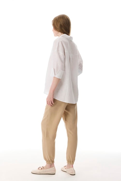  OVERSIZE 3/4 KOL KETEN GÖMLEK