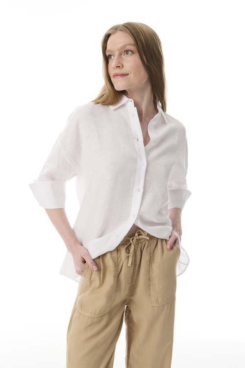  OVERSIZE 3/4 KOL KETEN GÖMLEK