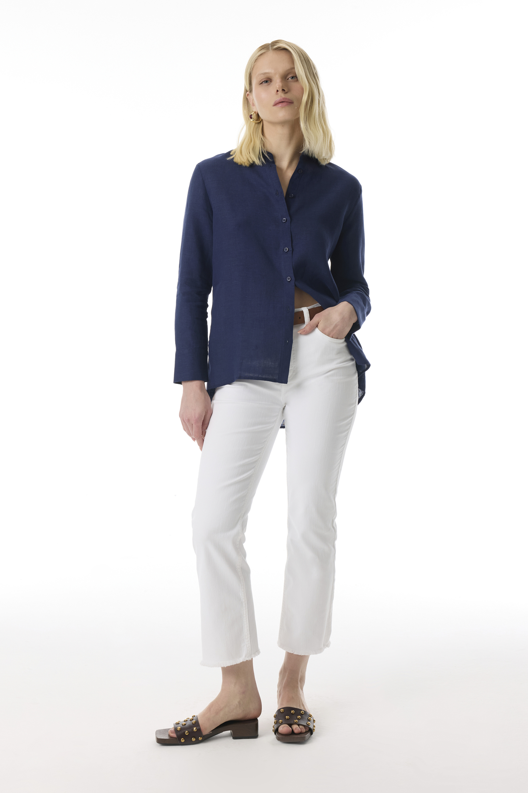 REGULAR FIT UZUN KOLLU KETEN GÖMLEK