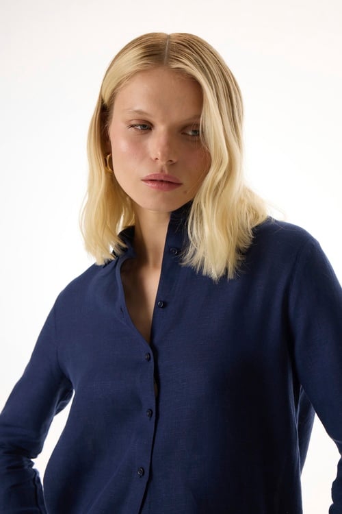  REGULAR FIT UZUN KOLLU KETEN GÖMLEK