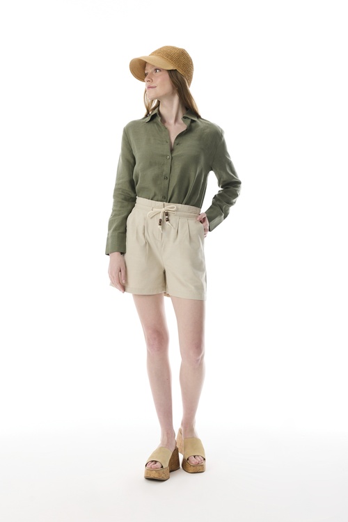  REGULAR FIT UZUN KOLLU KETEN GÖMLEK