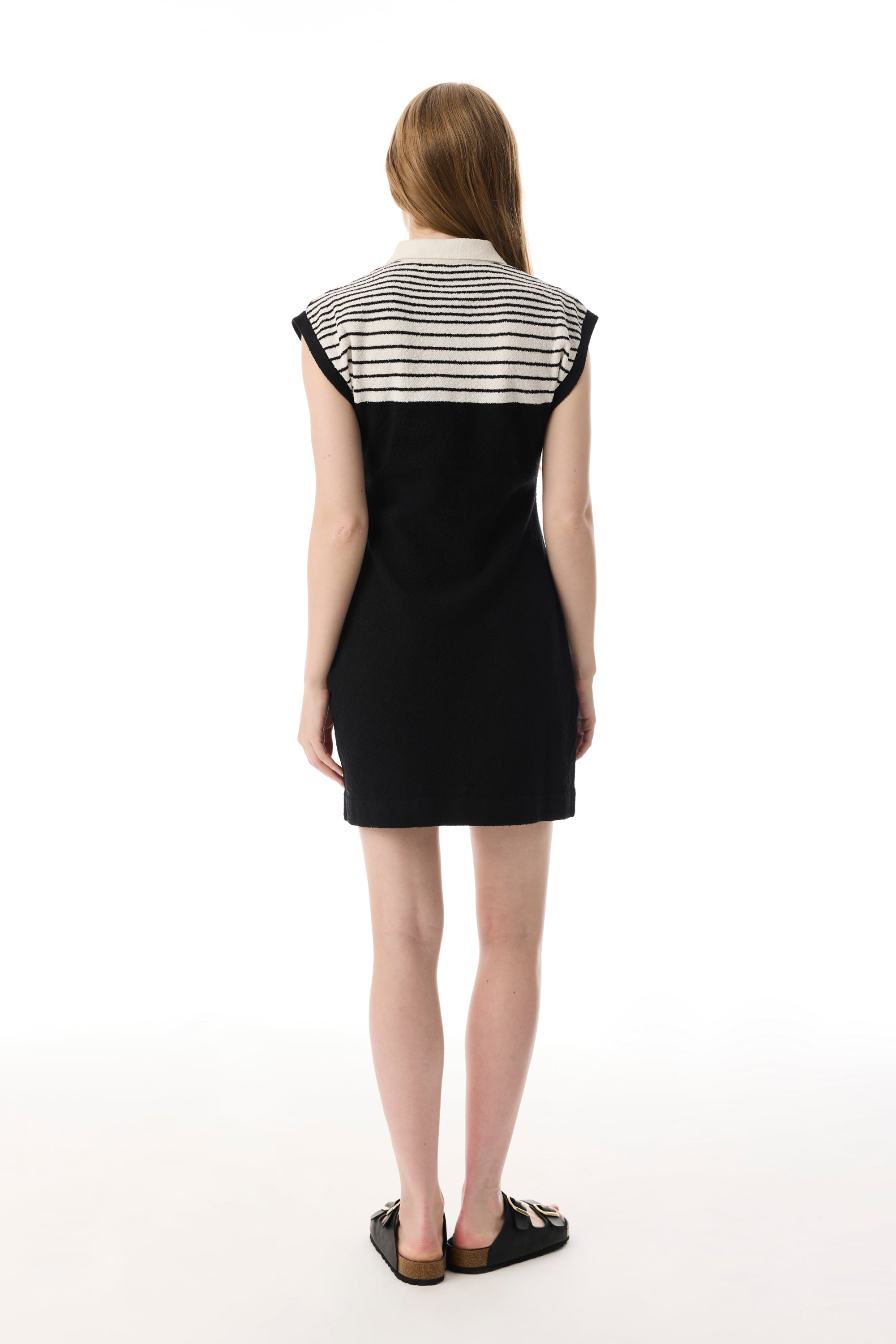 ÇİZGİLİ KISA KOLLU TRİKO MİNİ ELBİSE