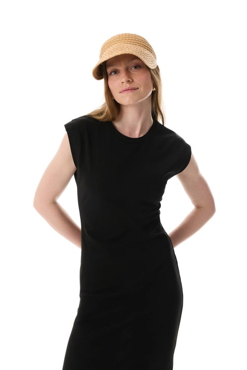  KISA KOLLU YIRTMAÇLI DAR MİDİ ELBİSE